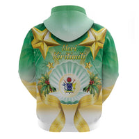 Cook Islands Christmas Zip Hoodie Seashell Santa Beach Vibes - Polynesian Pride