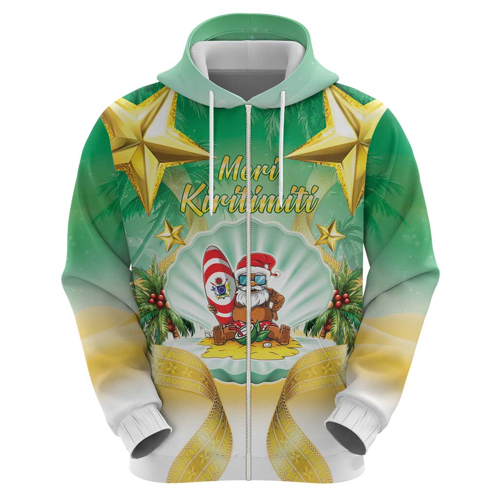 Cook Islands Christmas Zip Hoodie Seashell Santa Beach Vibes - Polynesian Pride
