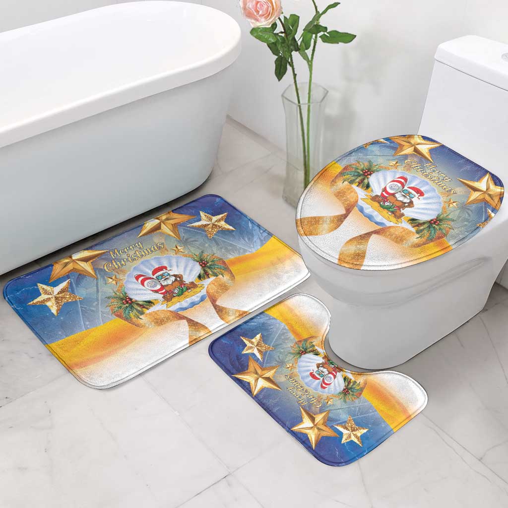 Marshall Islands Christmas Bathroom Set Seashell Santa Beach Vibes - Polynesian Pride