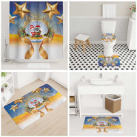 Marshall Islands Christmas Bathroom Set Seashell Santa Beach Vibes - Polynesian Pride