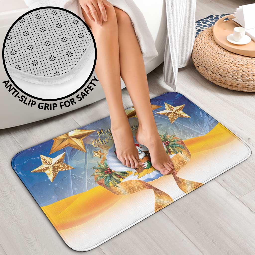 Marshall Islands Christmas Bathroom Set Seashell Santa Beach Vibes - Polynesian Pride