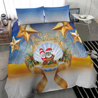 Marshall Islands Christmas Bedding Set Seashell Santa Beach Vibes - Polynesian Pride