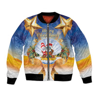 Marshall Islands Christmas Bomber Jacket Seashell Santa Beach Vibes - Polynesian Pride