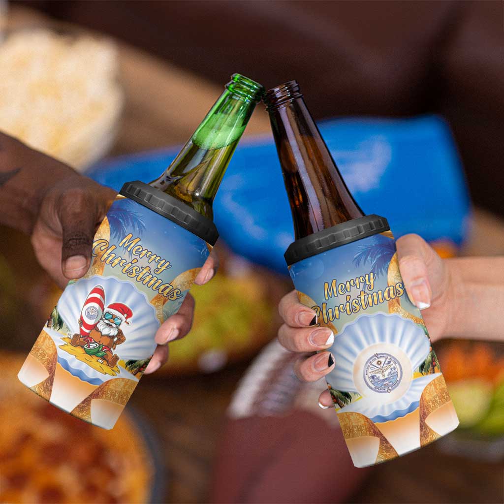 Marshall Islands Christmas 4 in 1 Can Cooler Tumbler Seashell Santa Beach Vibes - Polynesian Pride