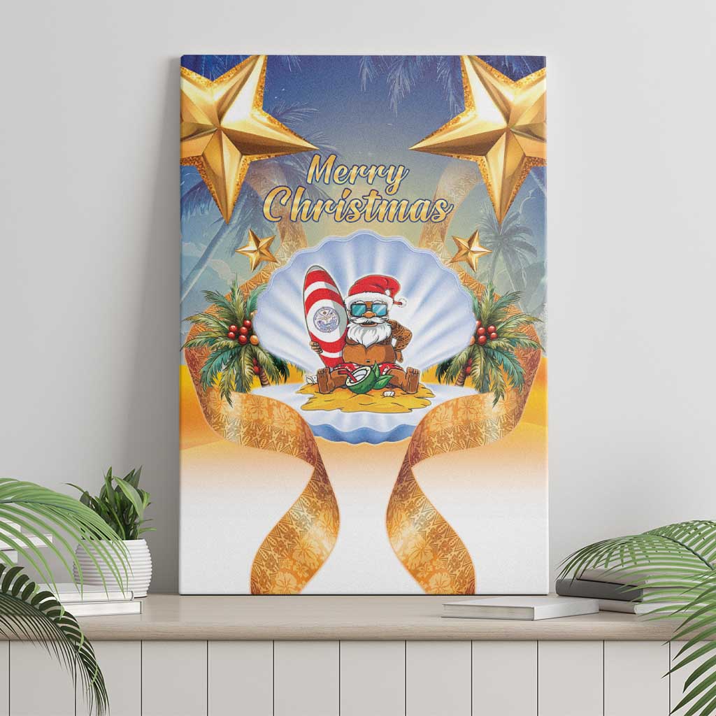 Marshall Islands Christmas Canvas Wall Art Seashell Santa Beach Vibes - Polynesian Pride