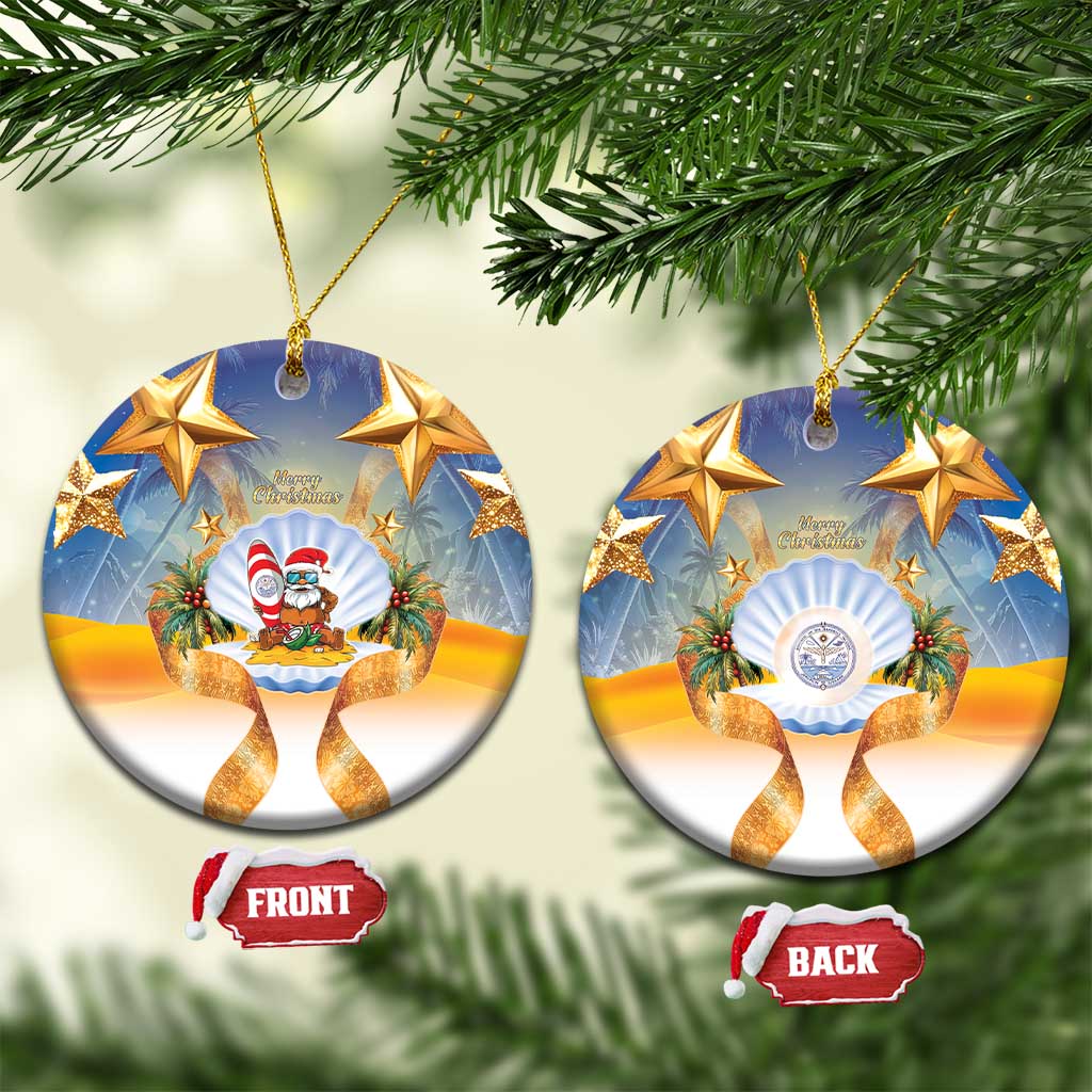 Marshall Islands Christmas Ceramic Ornament Seashell Santa Beach Vibes - Polynesian Pride