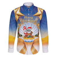 Marshall Islands Christmas Family Matching Off The Shoulder Long Sleeve Dress and Hawaiian Shirt Seashell Santa Beach Vibes - Polynesian Pride