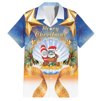 Marshall Islands Christmas Family Matching Off Shoulder Short Dress and Hawaiian Shirt Seashell Santa Beach Vibes - Polynesian Pride