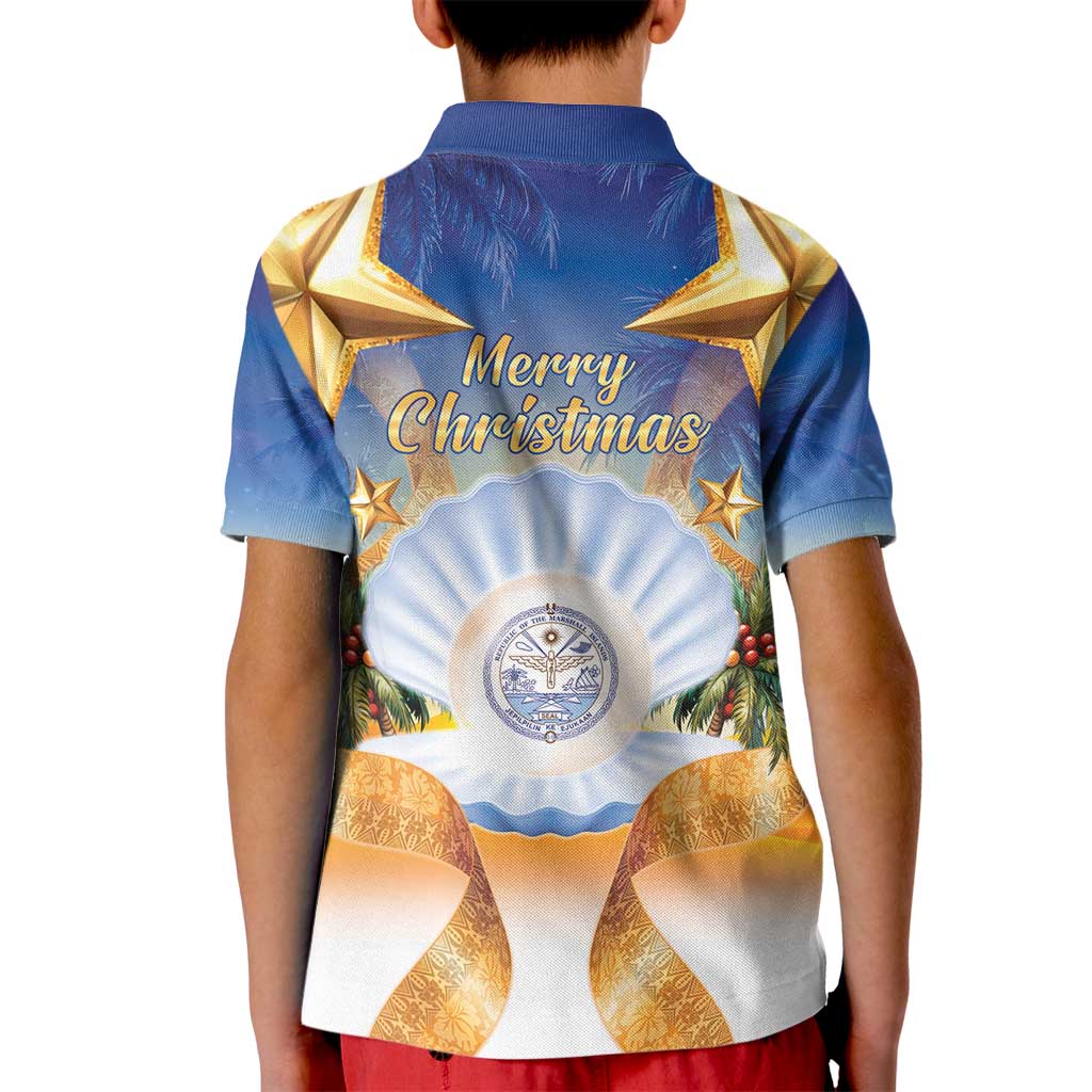 Marshall Islands Christmas Kid Polo Shirt Seashell Santa Beach Vibes - Polynesian Pride
