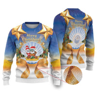 Marshall Islands Christmas Ugly Christmas Sweater Seashell Santa Beach Vibes - Polynesian Pride