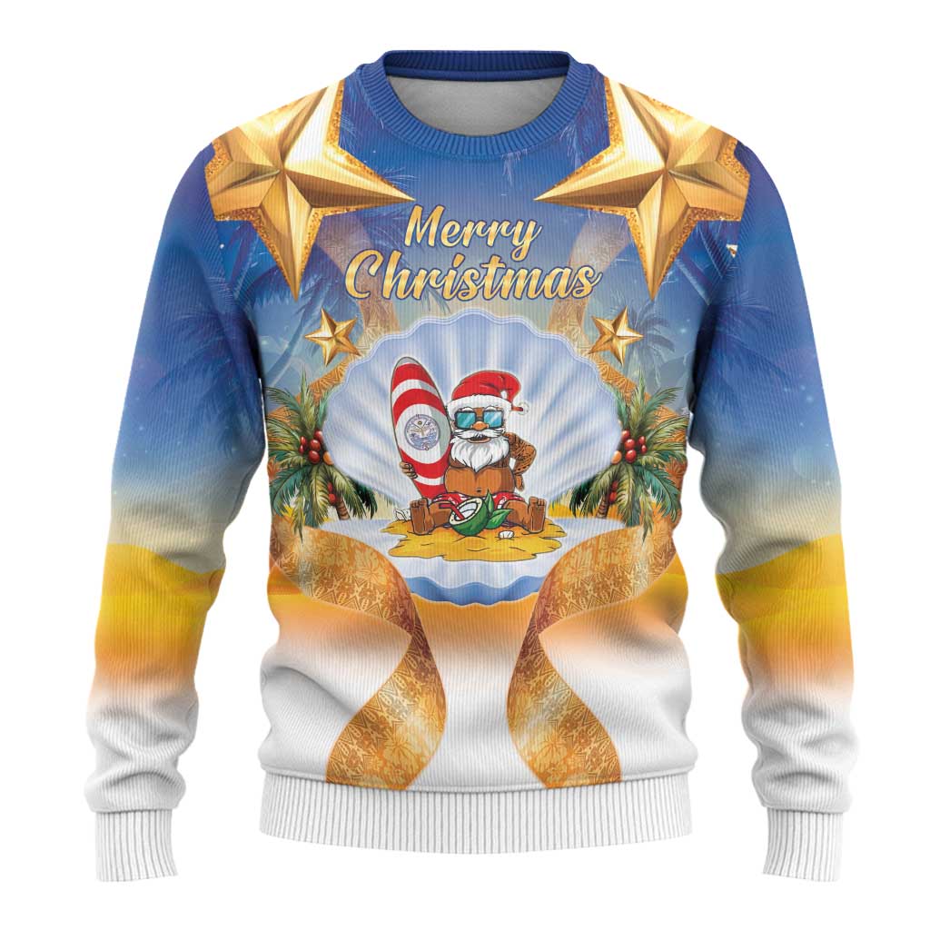 Marshall Islands Christmas Ugly Christmas Sweater Seashell Santa Beach Vibes - Polynesian Pride