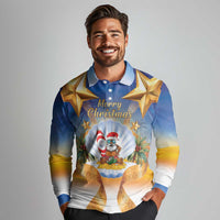 Marshall Islands Christmas Long Sleeve Polo Shirt Seashell Santa Beach Vibes - Polynesian Pride
