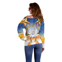 Marshall Islands Christmas Off Shoulder Sweater Seashell Santa Beach Vibes - Polynesian Pride