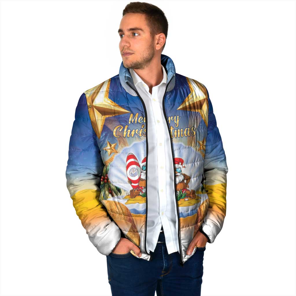 Marshall Islands Christmas Padded Jacket Seashell Santa Beach Vibes - Polynesian Pride