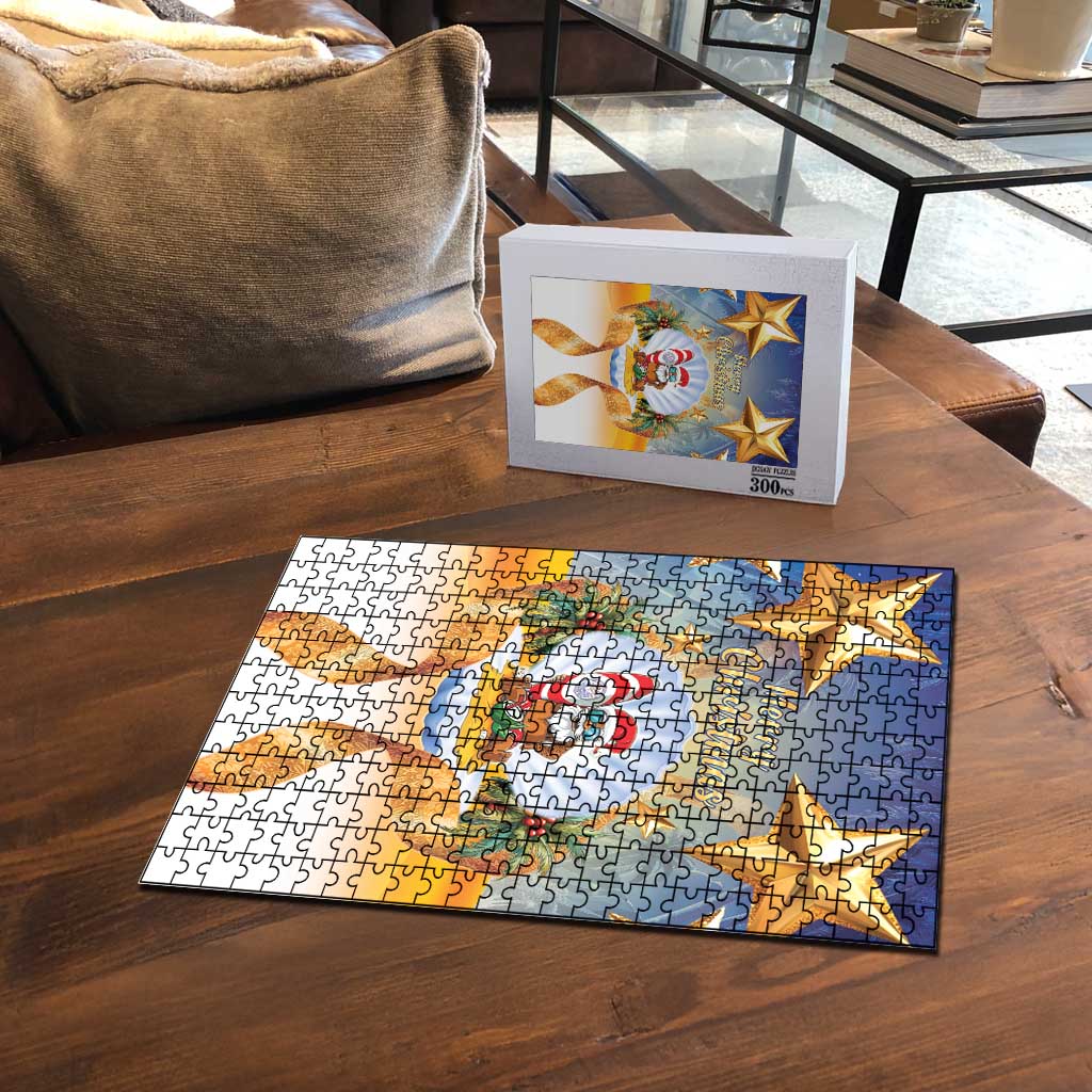 Marshall Islands Christmas Puzzle Seashell Santa Beach Vibes - Polynesian Pride