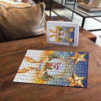 Marshall Islands Christmas Puzzle Seashell Santa Beach Vibes - Polynesian Pride