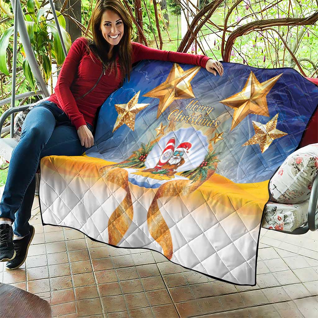 Marshall Islands Christmas Quilt Seashell Santa Beach Vibes - Polynesian Pride