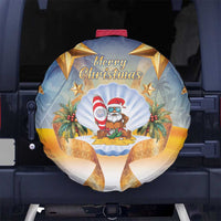 Marshall Islands Christmas Spare Tire Cover Seashell Santa Beach Vibes - Polynesian Pride