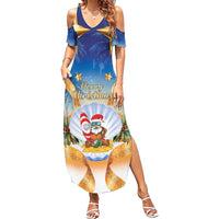 Marshall Islands Christmas Summer Maxi Dress Seashell Santa Beach Vibes - Polynesian Pride