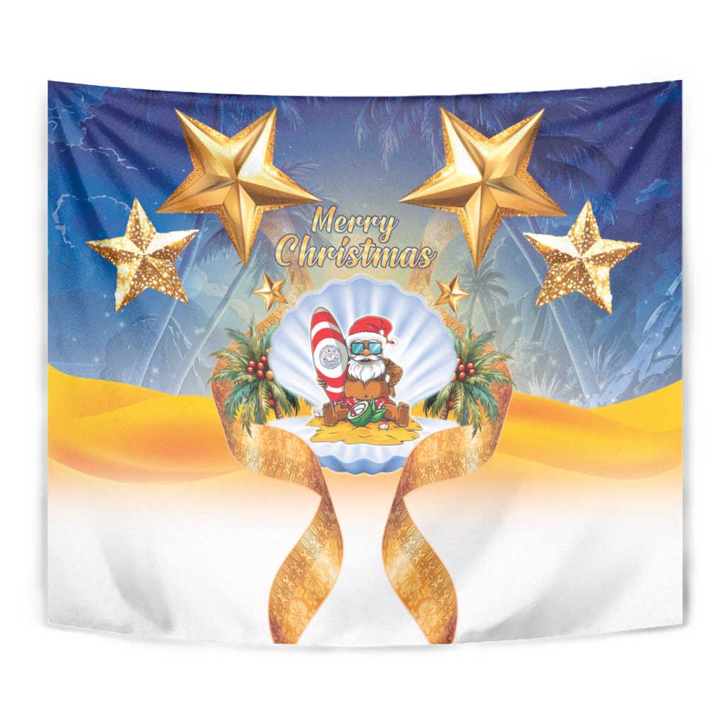 Marshall Islands Christmas Tapestry Seashell Santa Beach Vibes - Polynesian Pride