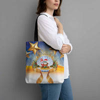 Marshall Islands Christmas Tote Bag Seashell Santa Beach Vibes - Polynesian Pride