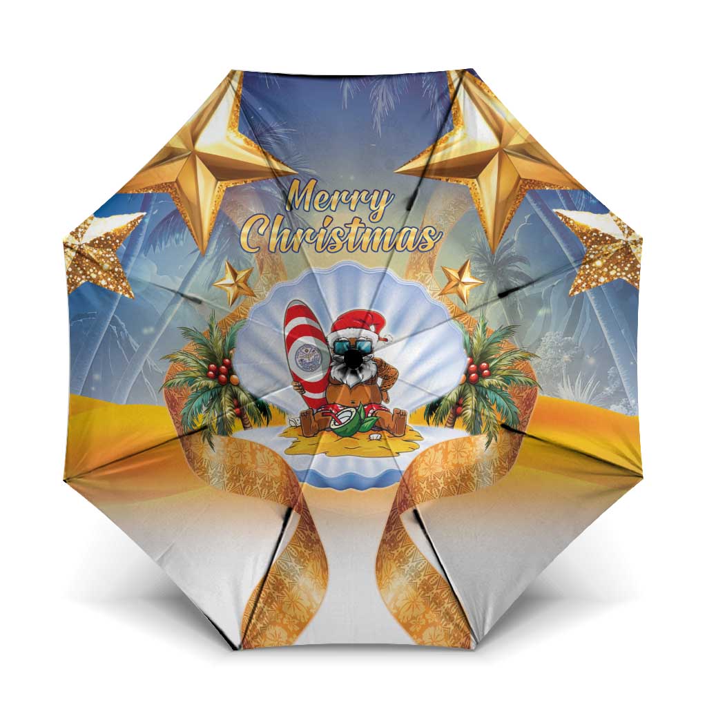 Marshall Islands Christmas Umbrella Seashell Santa Beach Vibes - Polynesian Pride