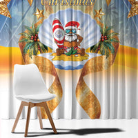 Marshall Islands Christmas Window Curtain Seashell Santa Beach Vibes - Polynesian Pride