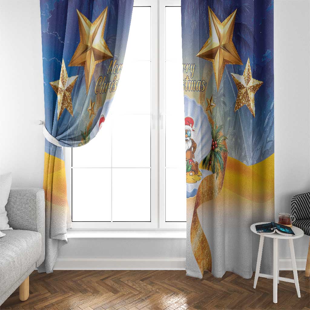 Marshall Islands Christmas Window Curtain Seashell Santa Beach Vibes - Polynesian Pride