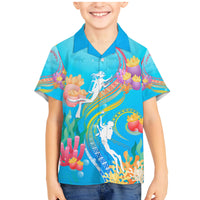 Under The Sea Scuba Diving Family Matching Mermaid Dress and Hawaiian Shirt Polynesian Pattern LT05 Son's Shirt Blue - Polynesian Pride