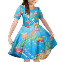 Under The Sea Scuba Diving Family Matching Tank Maxi Dress and Hawaiian Shirt Polynesian Pattern LT05 Daughter's Dress Blue - Polynesian Pride