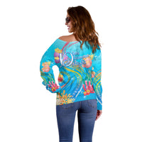 Under The Sea Scuba Diving Off Shoulder Sweater Polynesian Pattern LT05 - Polynesian Pride