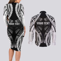 Personalised Remember Samoa Black Saturday Couples Matching Long Sleeve Bodycon Dress and Long Sleeve Button Shirt Samoa Mo Samoa - Polynesian Pride