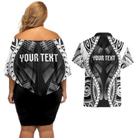 Personalised Remember Samoa Black Saturday Couples Matching Off Shoulder Short Dress and Hawaiian Shirt Samoa Mo Samoa - Polynesian Pride