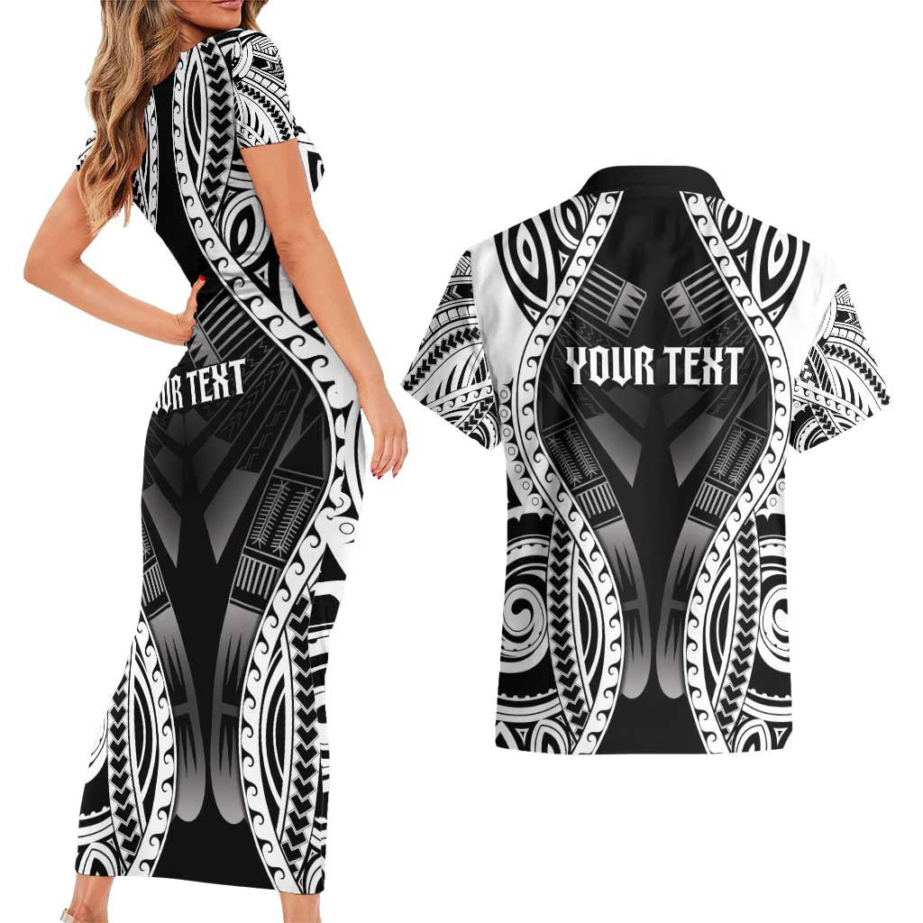 Personalised Remember Samoa Black Saturday Couples Matching Short Sleeve Bodycon Dress and Hawaiian Shirt Samoa Mo Samoa - Polynesian Pride