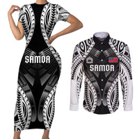 Personalised Remember Samoa Black Saturday Couples Matching Short Sleeve Bodycon Dress and Long Sleeve Button Shirt Samoa Mo Samoa - Polynesian Pride