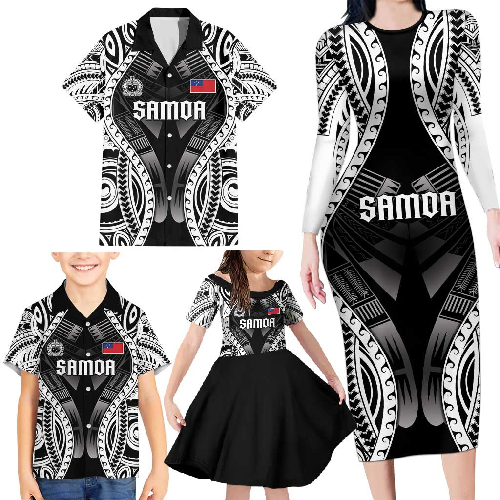 Personalised Remember Samoa Black Saturday Family Matching Long Sleeve Bodycon Dress and Hawaiian Shirt Samoa Mo Samoa - Polynesian Pride