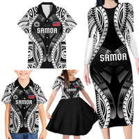 Personalised Remember Samoa Black Saturday Family Matching Long Sleeve Bodycon Dress and Hawaiian Shirt Samoa Mo Samoa - Polynesian Pride