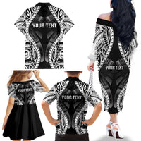 Personalised Remember Samoa Black Saturday Family Matching Off The Shoulder Long Sleeve Dress and Hawaiian Shirt Samoa Mo Samoa - Polynesian Pride