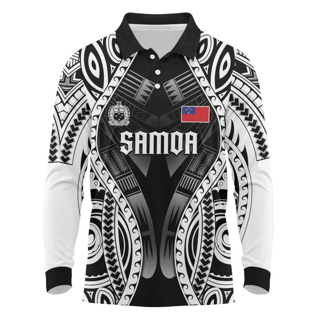Personalised Remember Samoa Black Saturday Long Sleeve Polo Shirt Samoa Mo Samoa - Polynesian Pride