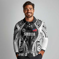 Personalised Remember Samoa Black Saturday Long Sleeve Polo Shirt Samoa Mo Samoa - Polynesian Pride