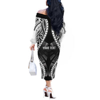 Personalised Remember Samoa Black Saturday Off The Shoulder Long Sleeve Dress Samoa Mo Samoa - Polynesian Pride