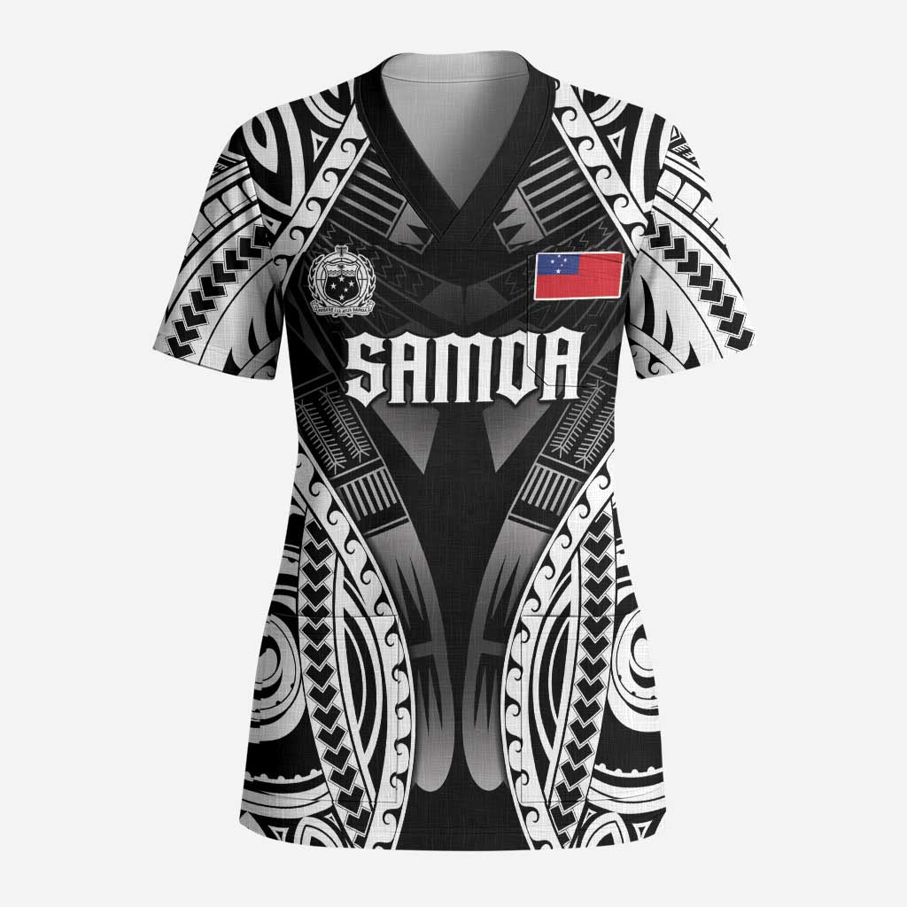 Personalised Remember Samoa Black Saturday Scrub Top Samoa Mo Samoa - Polynesian Pride
