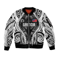 Personalised Remember Samoa Black Saturday Sleeve Zip Bomber Jacket Samoa Mo Samoa - Polynesian Pride