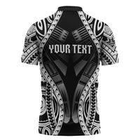 Personalised Remember Samoa Black Saturday Zipper Polo Shirt Samoa Mo Samoa - Polynesian Pride