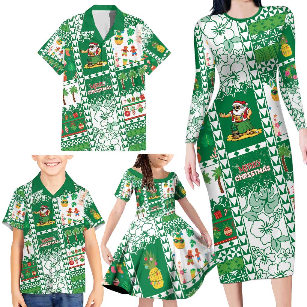 Norfolk Island Christmas Family Matching Long Sleeve Bodycon Dress and Hawaiian Shirt Festive Beach Vibes - Polynesian Pride