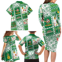 Norfolk Island Christmas Family Matching Long Sleeve Bodycon Dress and Hawaiian Shirt Festive Beach Vibes - Polynesian Pride