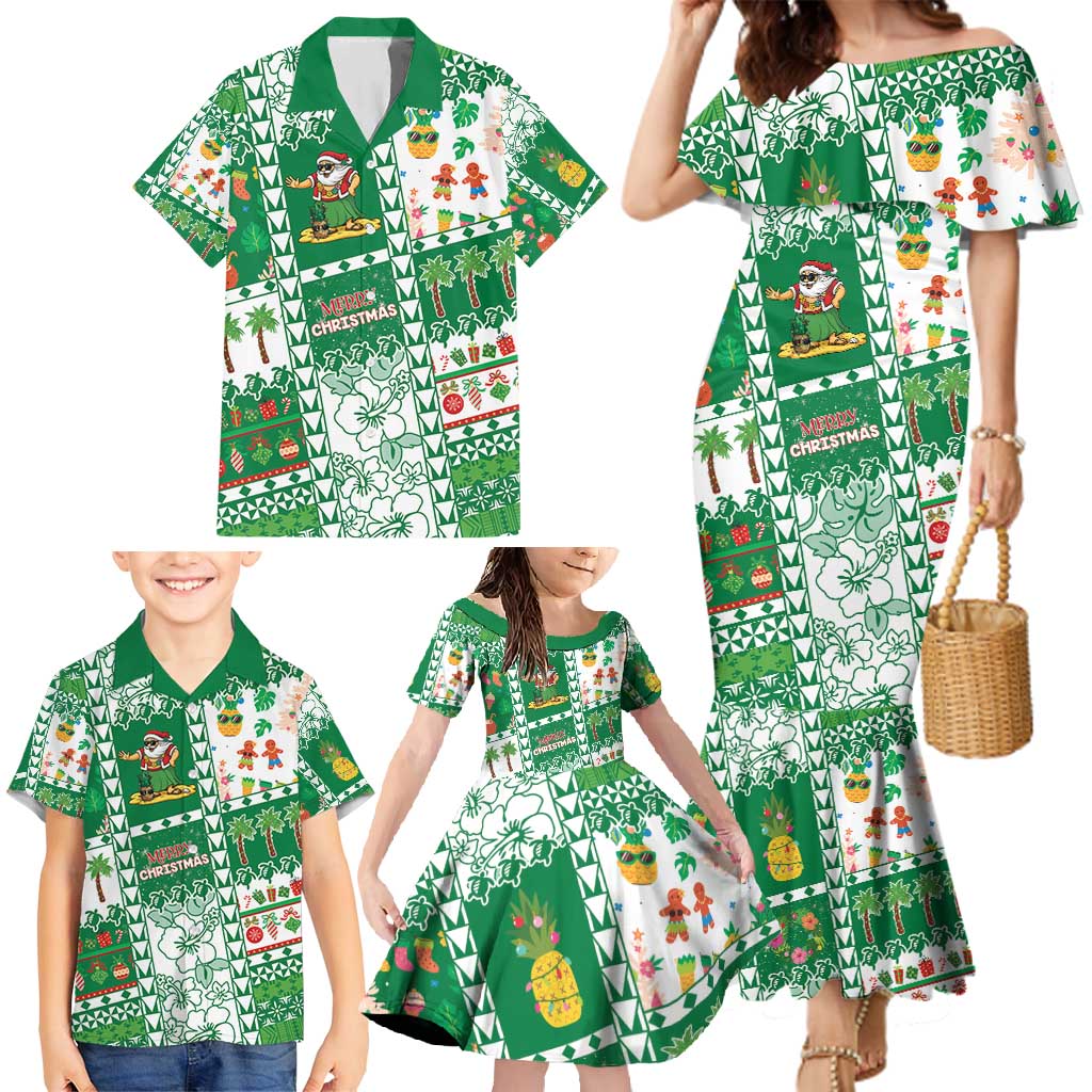 Norfolk Island Christmas Family Matching Mermaid Dress and Hawaiian Shirt Festive Beach Vibes - Polynesian Pride