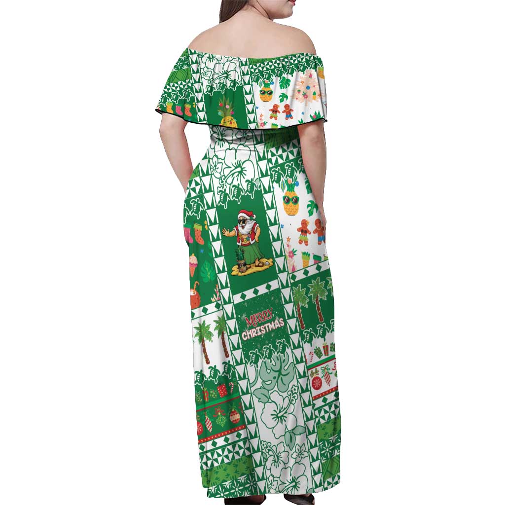 Norfolk Island Christmas Off Shoulder Maxi Dress Festive Beach Vibes - Polynesian Pride