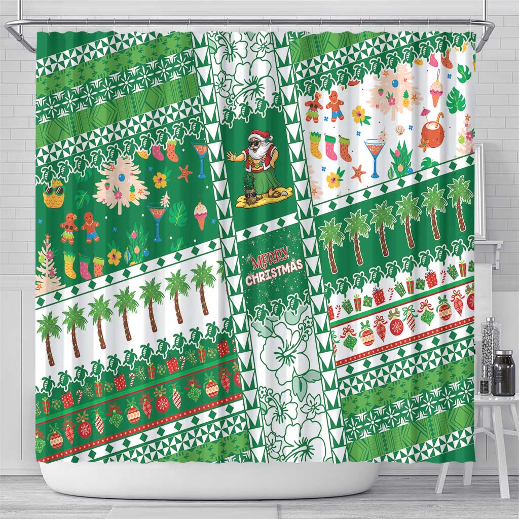 Norfolk Island Christmas Shower Curtain Festive Beach Vibes - Polynesian Pride