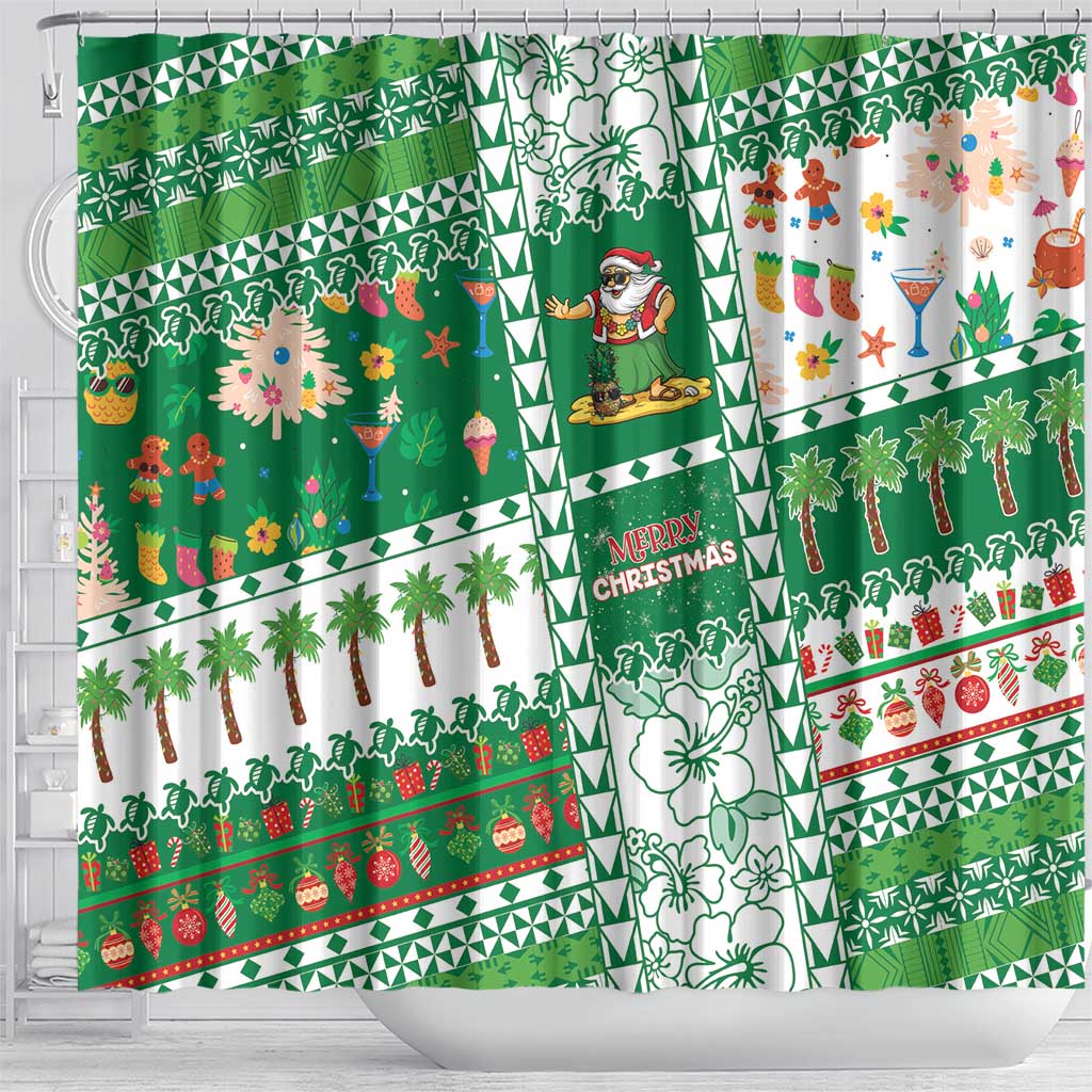 Norfolk Island Christmas Shower Curtain Festive Beach Vibes - Polynesian Pride